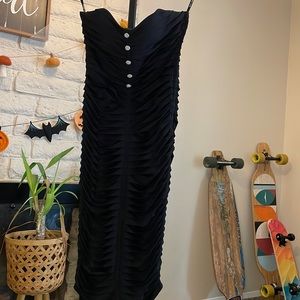 Betsy’s Johnson black dress size 6 with rhinestone buttons and ribbing